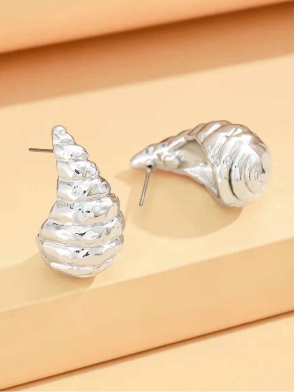 Silver Shell Shaped Post Earrings